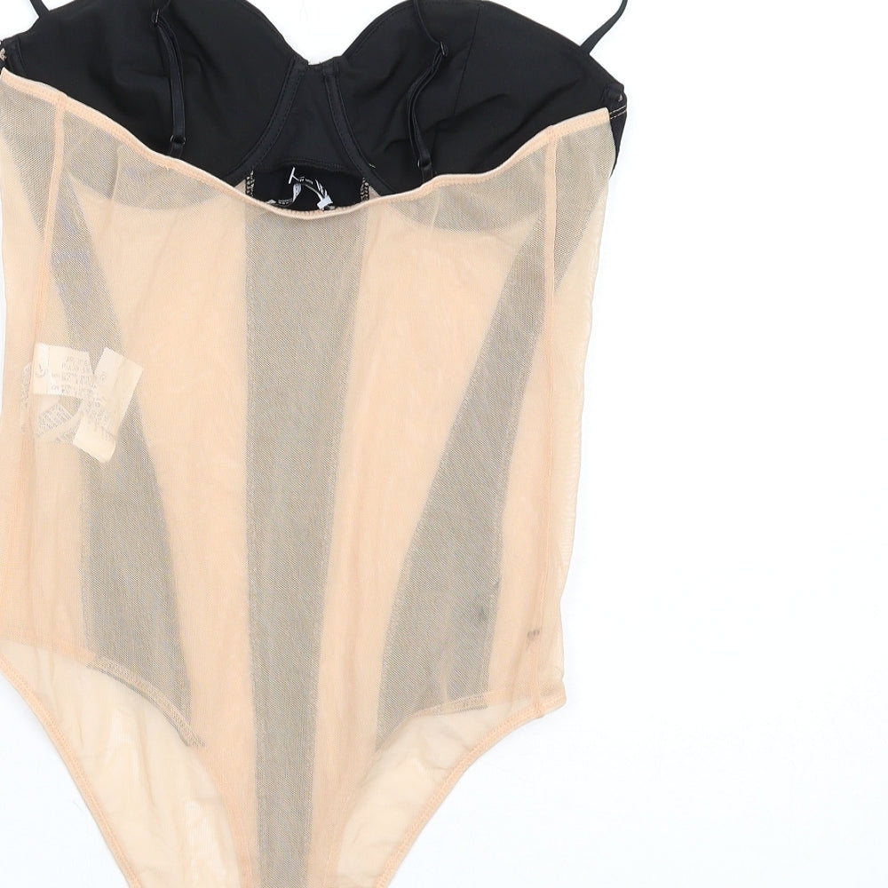 Zara Womens Beige Polyester Bodysuit One-Piece Size M Snap