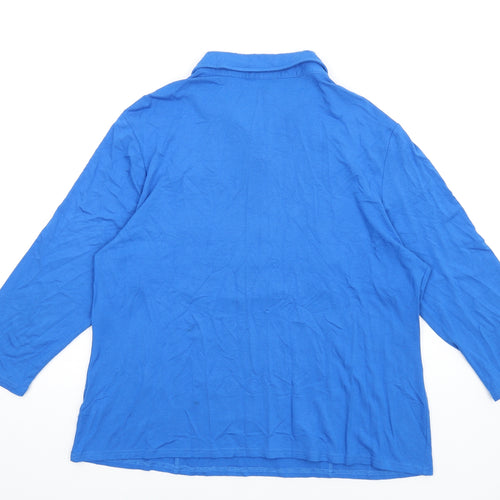 Roman Womens Blue Viscose Basic T-Shirt Size 18 Collared