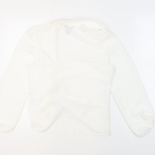 New Look Womens Ivory Polyester Basic Blouse Size 10 Collared - Ring Detail