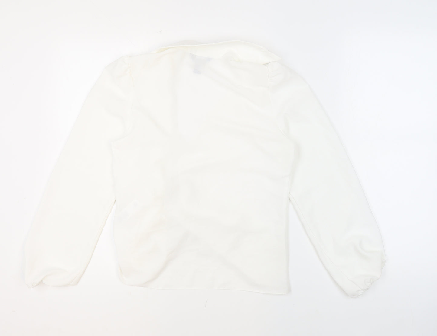 New Look Womens Ivory Polyester Basic Blouse Size 10 Collared - Ring Detail