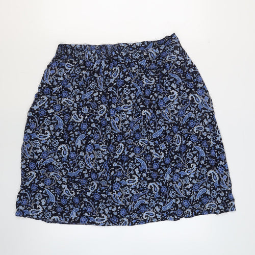 EWM Womens Blue Floral Viscose A-Line Skirt Size 18 - Pockets Elasticated Waist