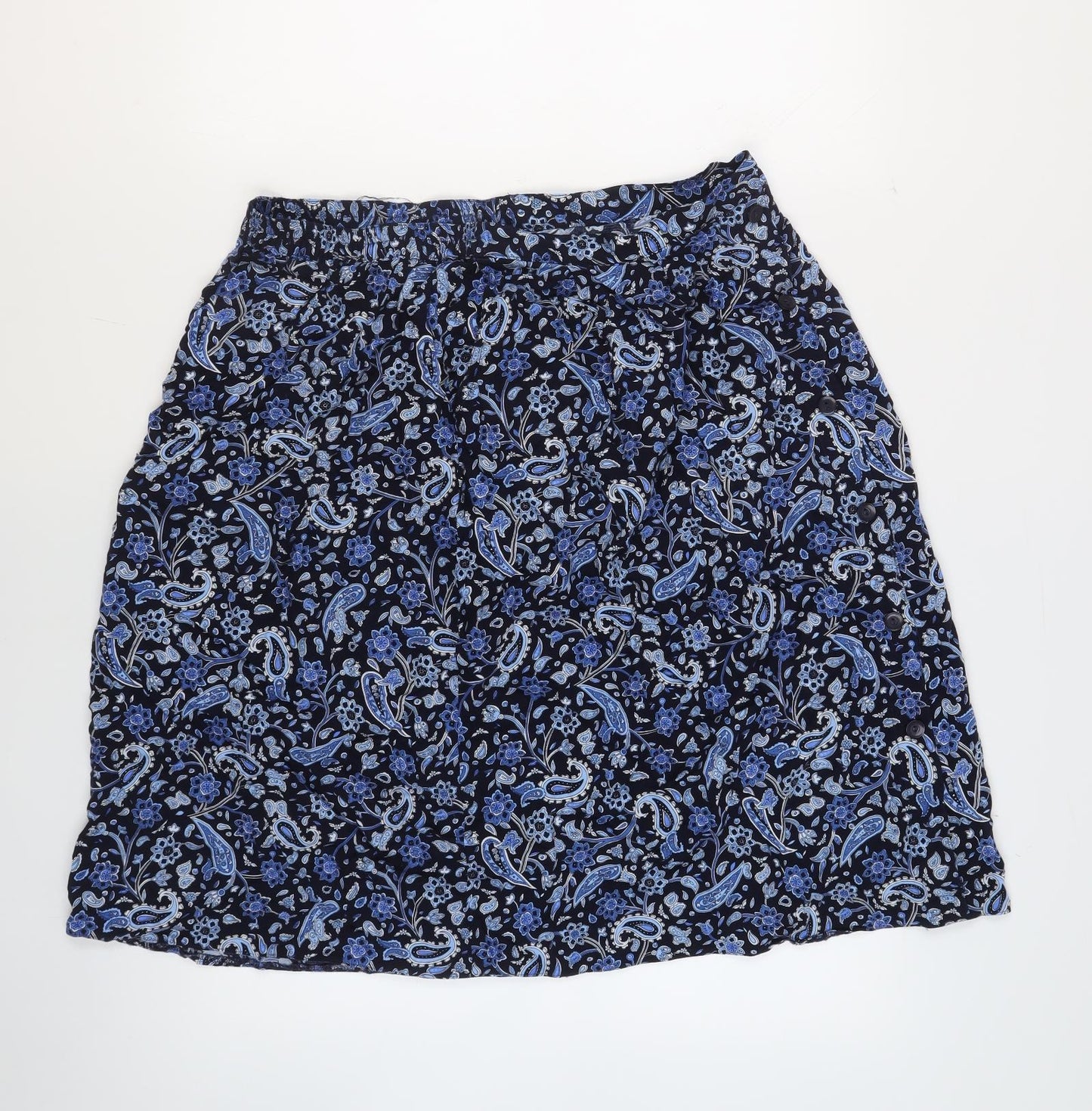EWM Womens Blue Floral Viscose A-Line Skirt Size 18 - Pockets Elasticated Waist