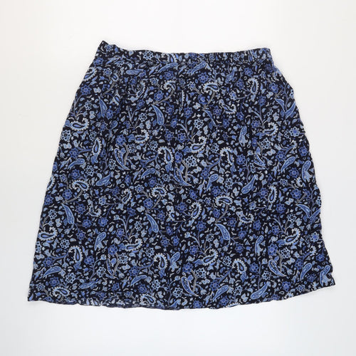 EWM Womens Blue Floral Viscose A-Line Skirt Size 18 - Pockets Elasticated Waist