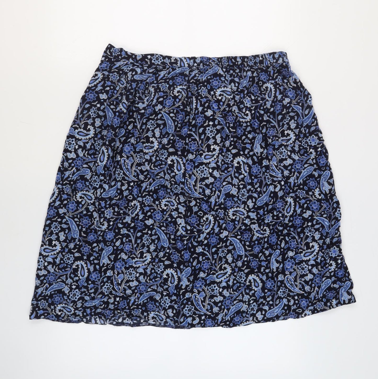 EWM Womens Blue Floral Viscose A-Line Skirt Size 18 - Pockets Elasticated Waist