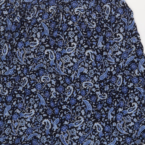 EWM Womens Blue Floral Viscose A-Line Skirt Size 18 - Pockets Elasticated Waist