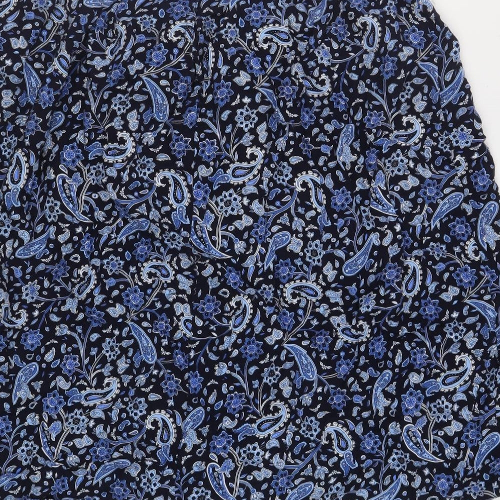 EWM Womens Blue Floral Viscose A-Line Skirt Size 18 - Pockets Elasticated Waist