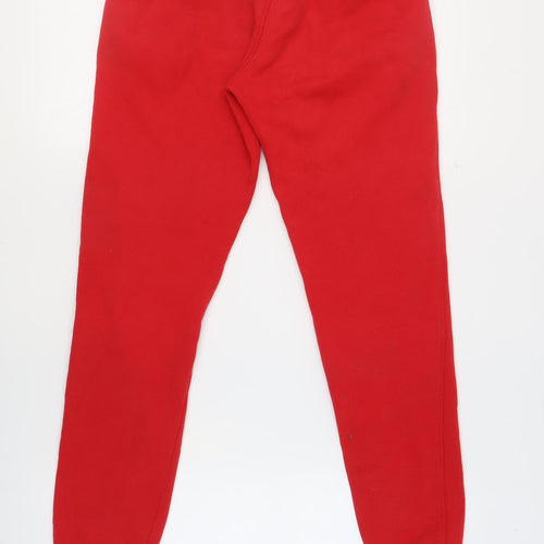 Superdry Womens Red Cotton Jogger Trousers Size 10 L23 in Regular Drawstring - Logo