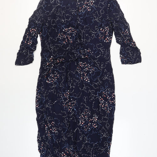 Garry Weber Womens Blue Geometric Polyester A-Line Size L Round Neck Zip - Estimated Size L