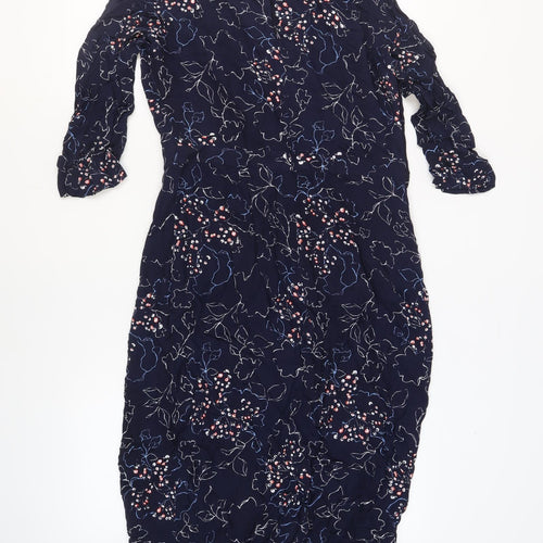 Garry Weber Womens Blue Geometric Polyester A-Line Size L Round Neck Zip - Estimated Size L