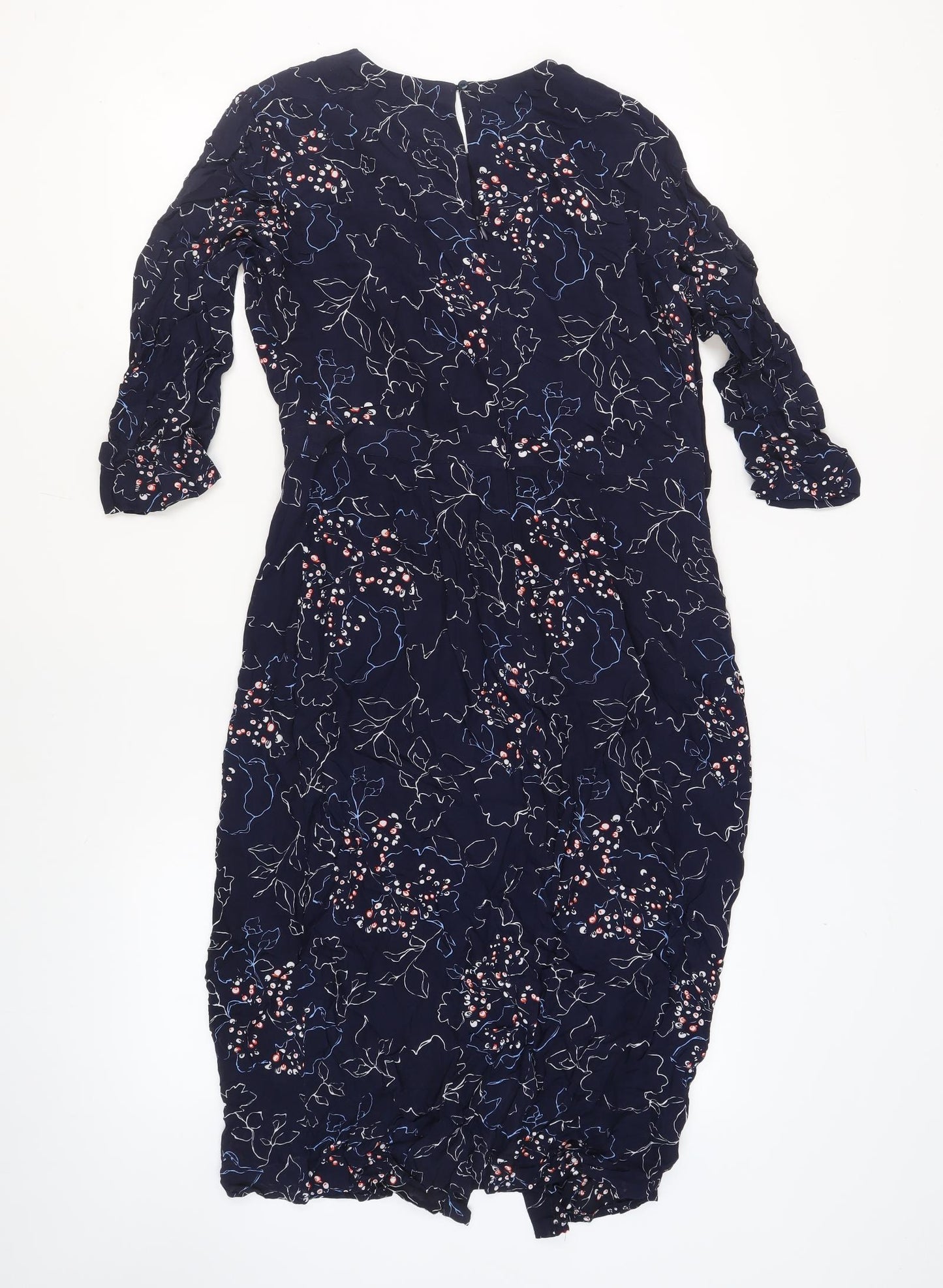 Garry Weber Womens Blue Geometric Polyester A-Line Size L Round Neck Zip - Estimated Size L
