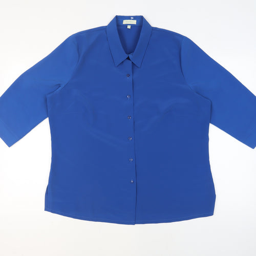 Rose Pearl Womens Blue Polyester Basic Button-Up Size 18 Collared