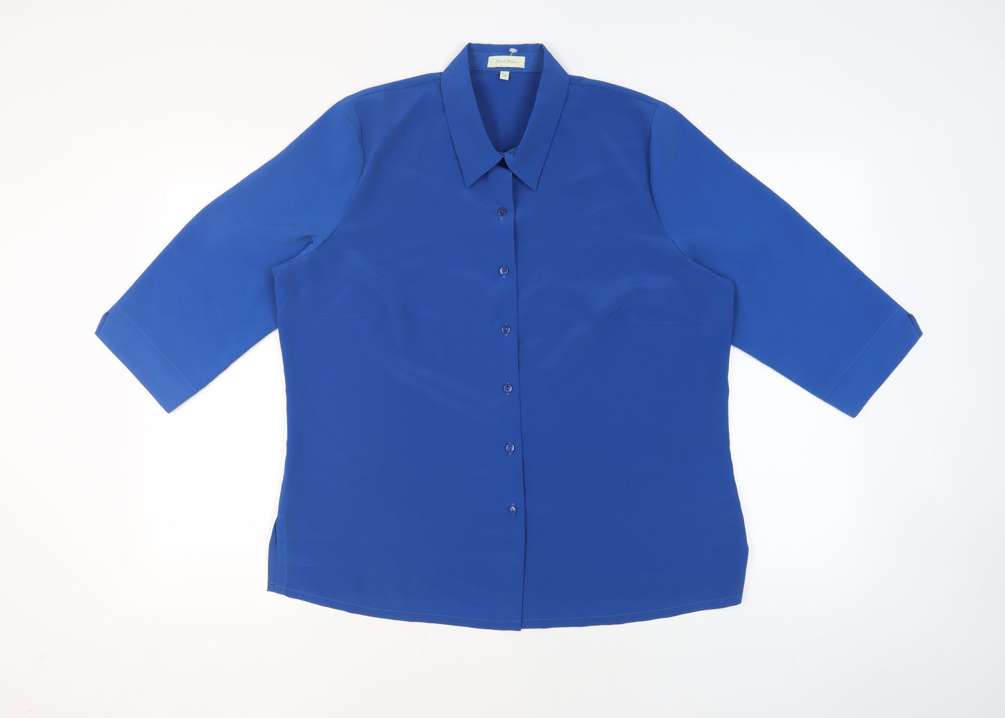 Rose Pearl Womens Blue Polyester Basic Button-Up Size 18 Collared
