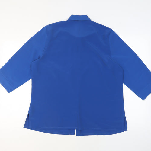 Rose Pearl Womens Blue Polyester Basic Button-Up Size 18 Collared