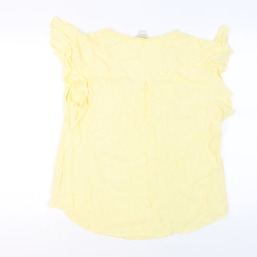 Monsoon Womens Yellow Viscose Basic Blouse Size 10 V-Neck - Ruffled Sleeves
