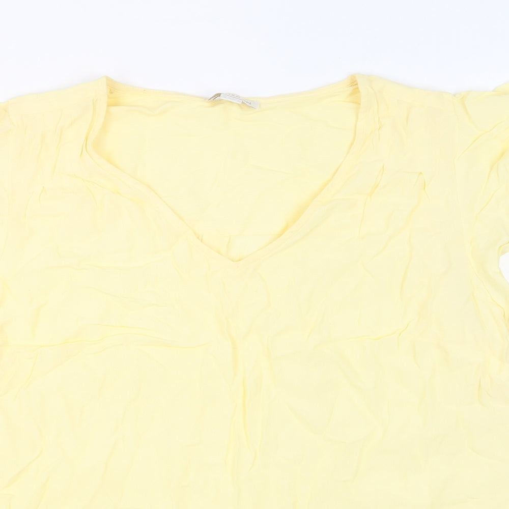 Monsoon Womens Yellow Viscose Basic Blouse Size 10 V-Neck - Ruffled Sleeves