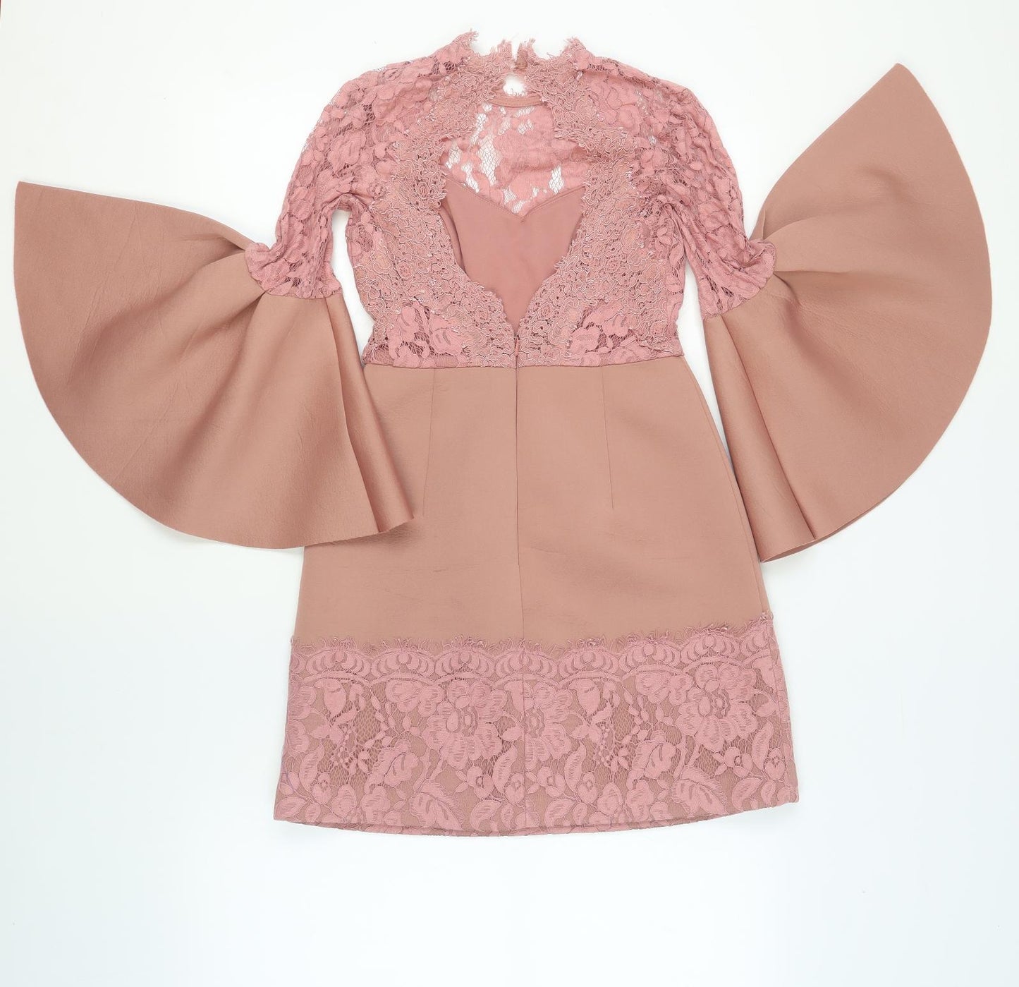 ASOS Womens Pink Polyester Shift Size 8 V-Neck Zip - Lace Detail Open Back