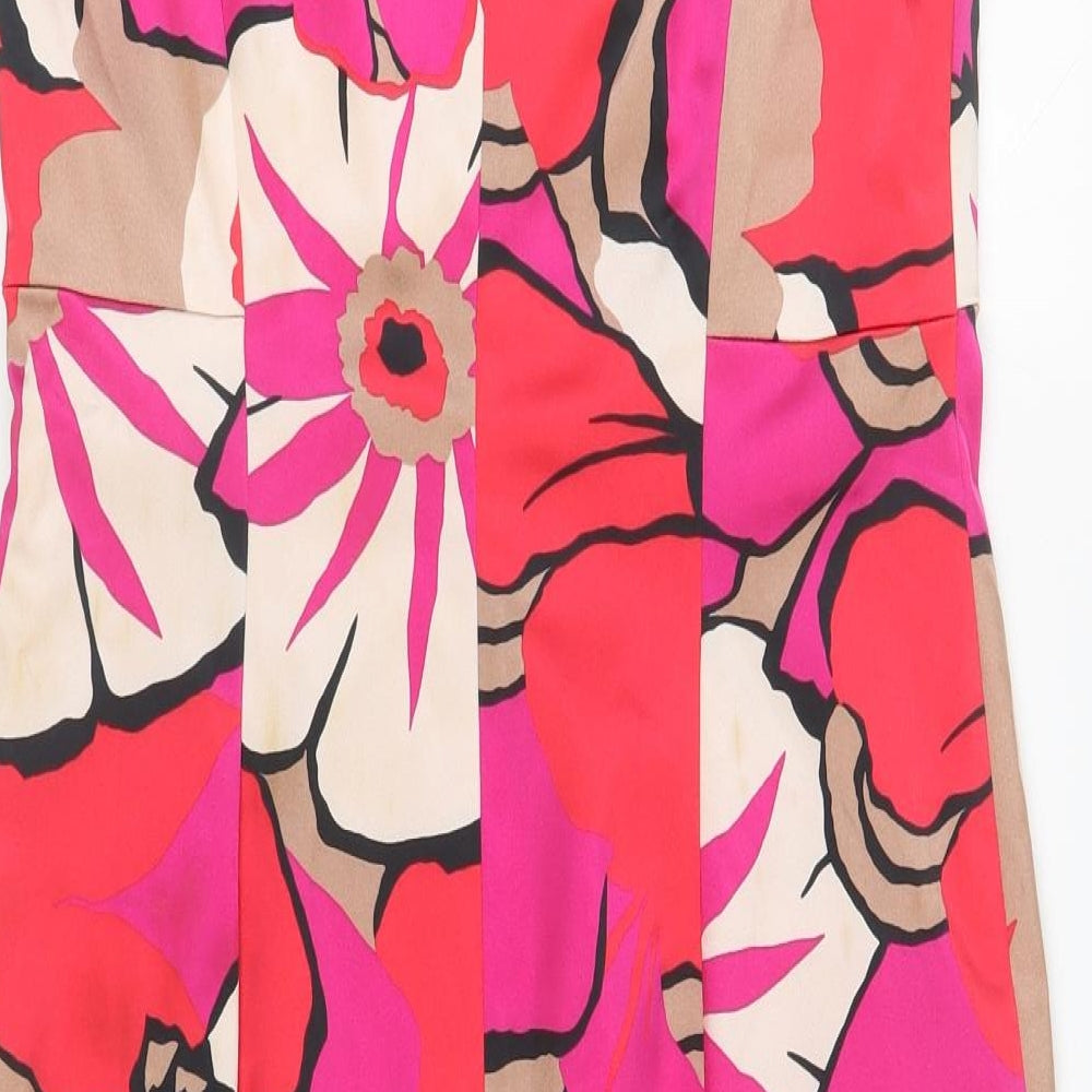 Coast Womens Multicoloured Floral Acetate Shift Size 14 V-Neck Zip