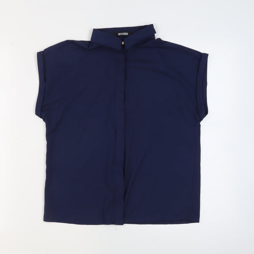 Missguided Womens Blue Polyester Basic Blouse Size 8 Collared