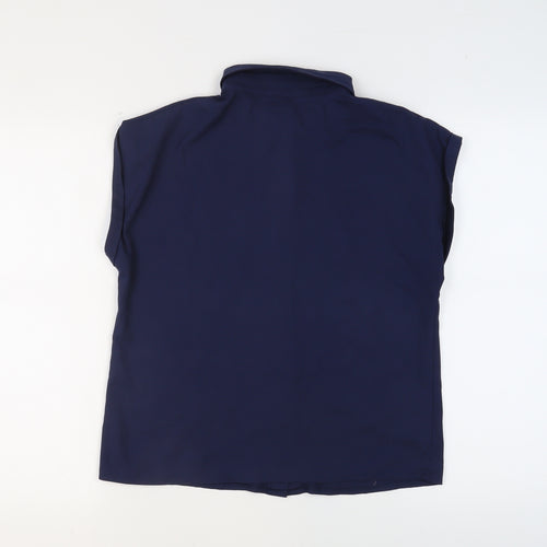 Missguided Womens Blue Polyester Basic Blouse Size 8 Collared