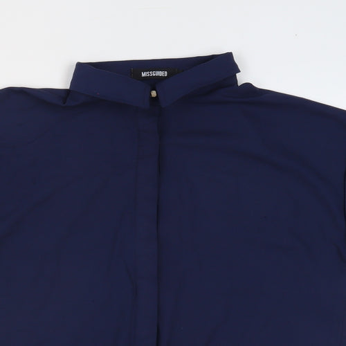 Missguided Womens Blue Polyester Basic Blouse Size 8 Collared