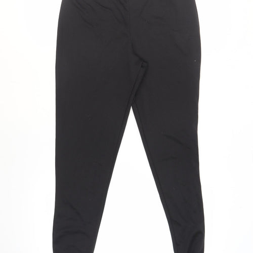 M&Co Womens Black Polyester Trousers Size 14 L30 in Regular - Elasticated Waist