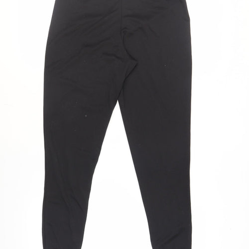 M&Co Womens Black Polyester Trousers Size 14 L30 in Regular - Elasticated Waist