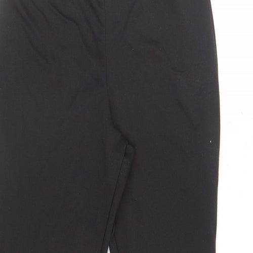 M&Co Womens Black Polyester Trousers Size 14 L30 in Regular - Elasticated Waist
