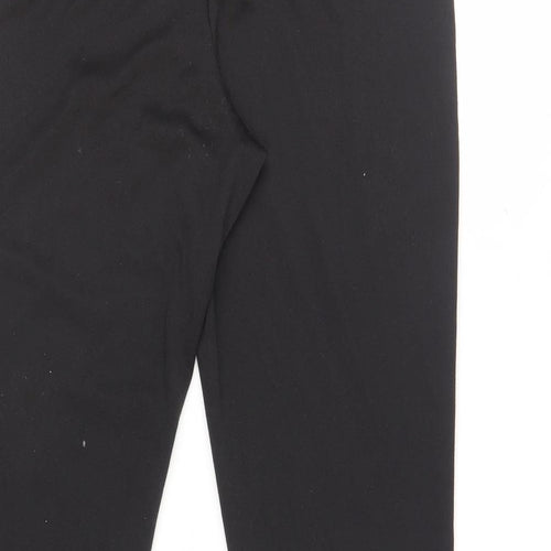 M&Co Womens Black Polyester Trousers Size 14 L30 in Regular - Elasticated Waist