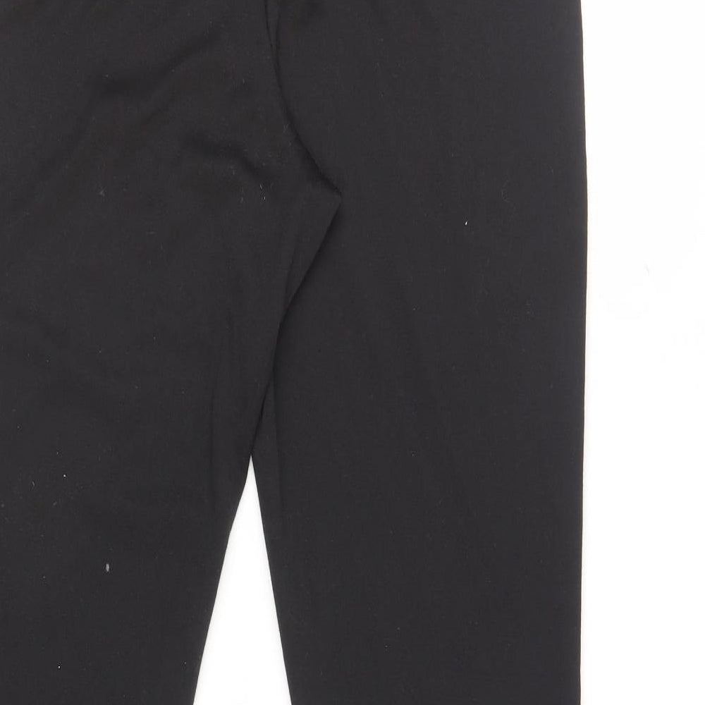 M&Co Womens Black Polyester Trousers Size 14 L30 in Regular - Elasticated Waist