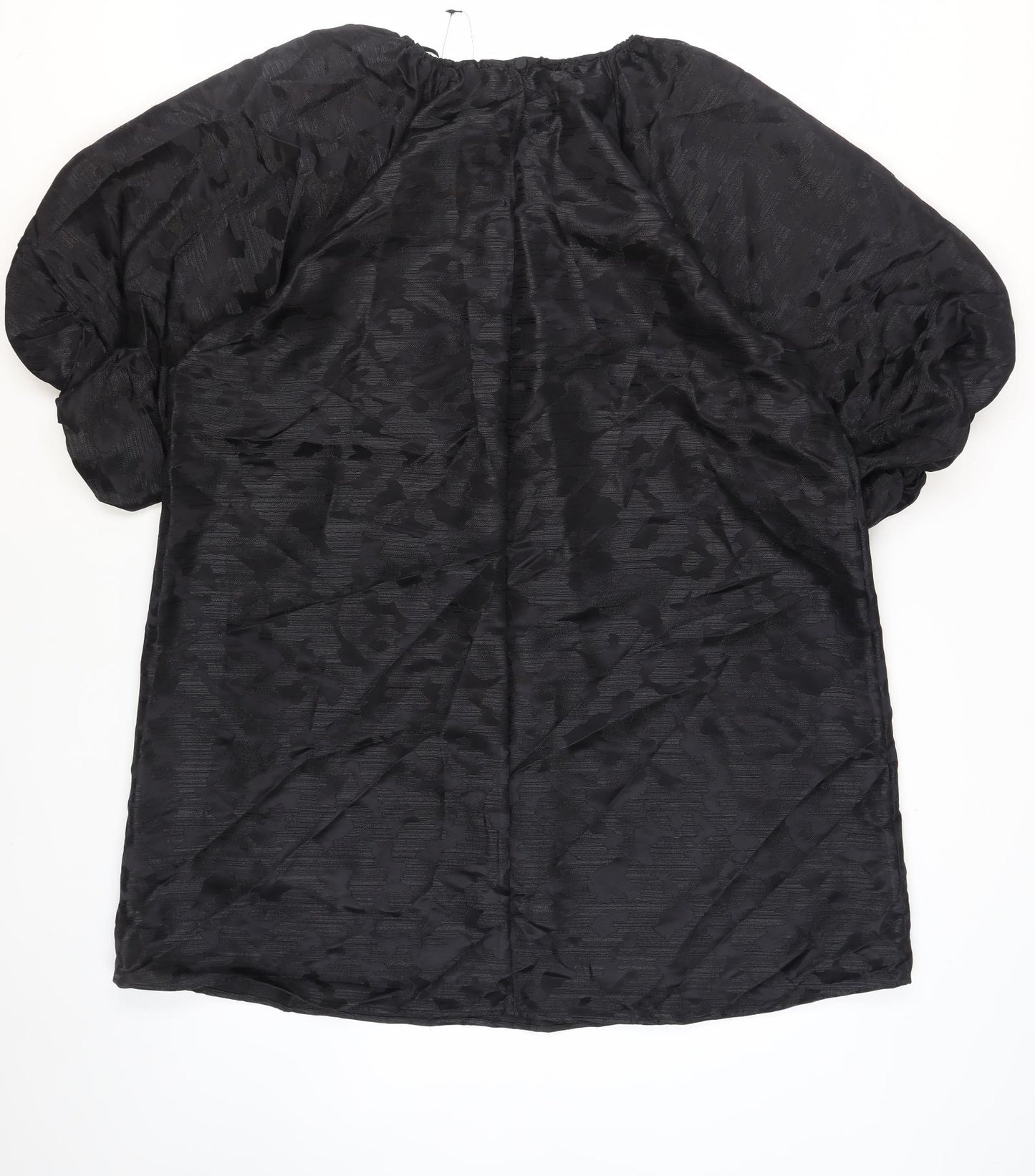 Marks and Spencer Womens Black Geometric Polyester A-Line Size 16 Boat Neck Button