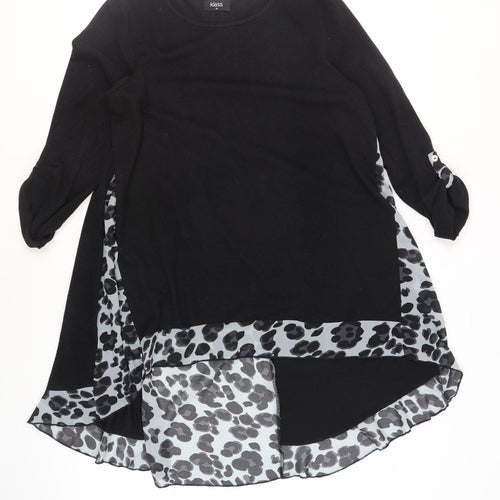 Klass Womens Black Polyester Jumper Dress Size M Boat Neck Pullover - Leopard Print