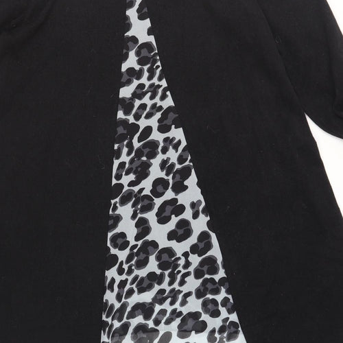 Klass Womens Black Polyester Jumper Dress Size M Boat Neck Pullover - Leopard Print