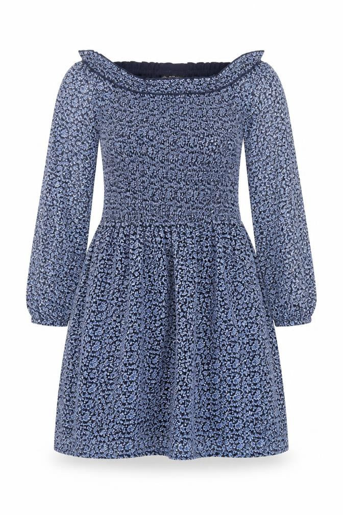 Front view of Miss Selfridge women’s black floral polyester mini, size UK 12, boat neck pullover - shired