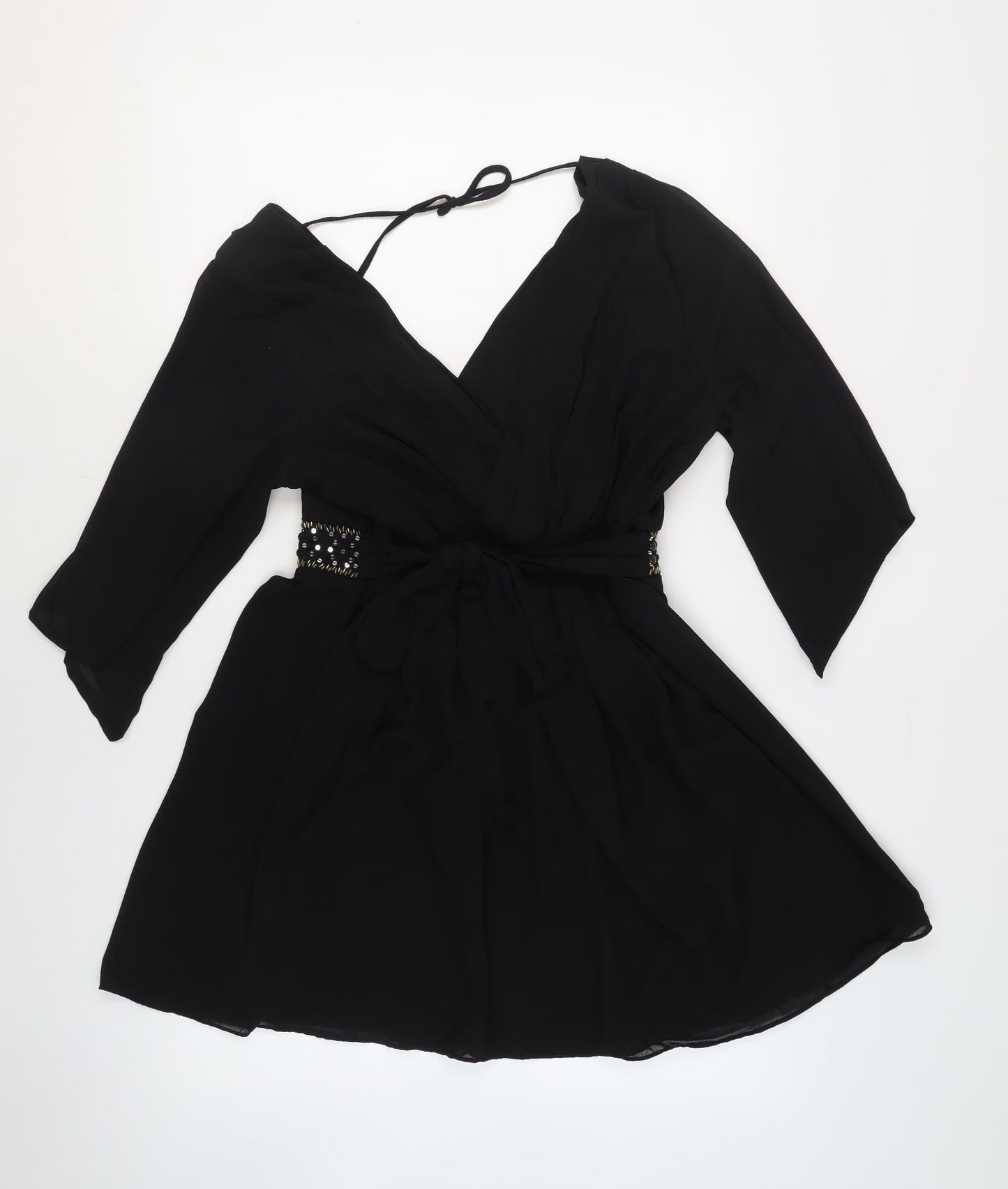 TFNC Womens Black Polyester A-Line Size 16 V-Neck Pullover - Beaded