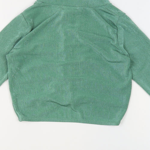 PRETTYLITTLETHING Womens Green Polyester Basic Button-Up Size 6 V-Neck - Ruched Cropped