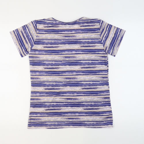 Alexara Womens Multicoloured Plaid Polyester Basic T-Shirt Size 12 Round Neck