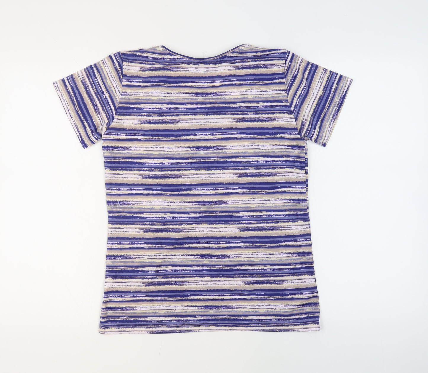 Alexara Womens Multicoloured Plaid Polyester Basic T-Shirt Size 12 Round Neck