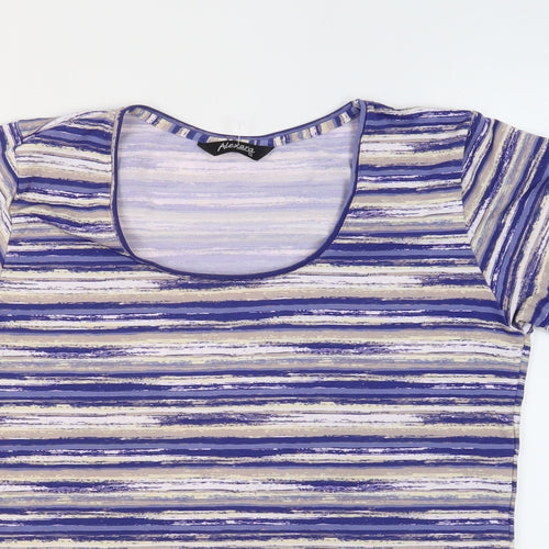 Alexara Womens Multicoloured Plaid Polyester Basic T-Shirt Size 12 Round Neck