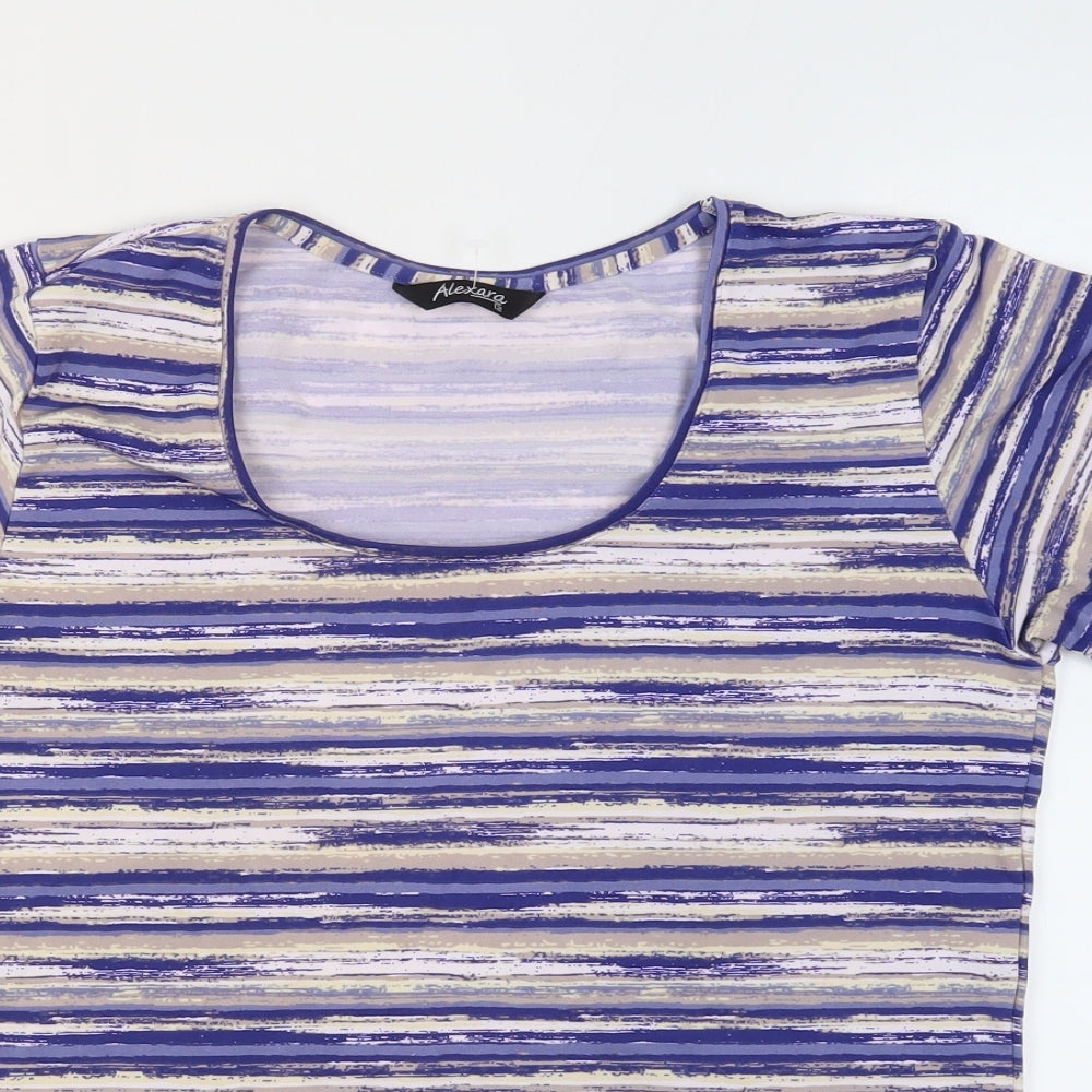 Alexara Womens Multicoloured Plaid Polyester Basic T-Shirt Size 12 Round Neck