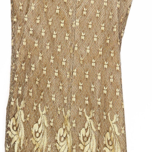 NEXT Womens Gold Viscose Shift Size 10 Round Neck Zip