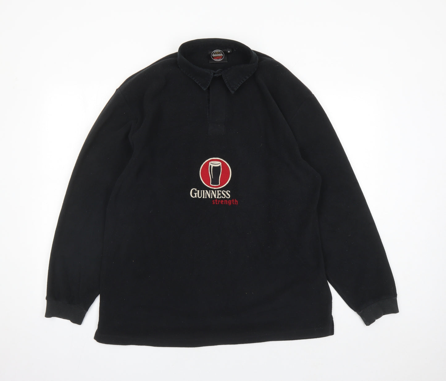 Guinness Mens Black Polyester Henley Sweatshirt Size M - Guinness Strength