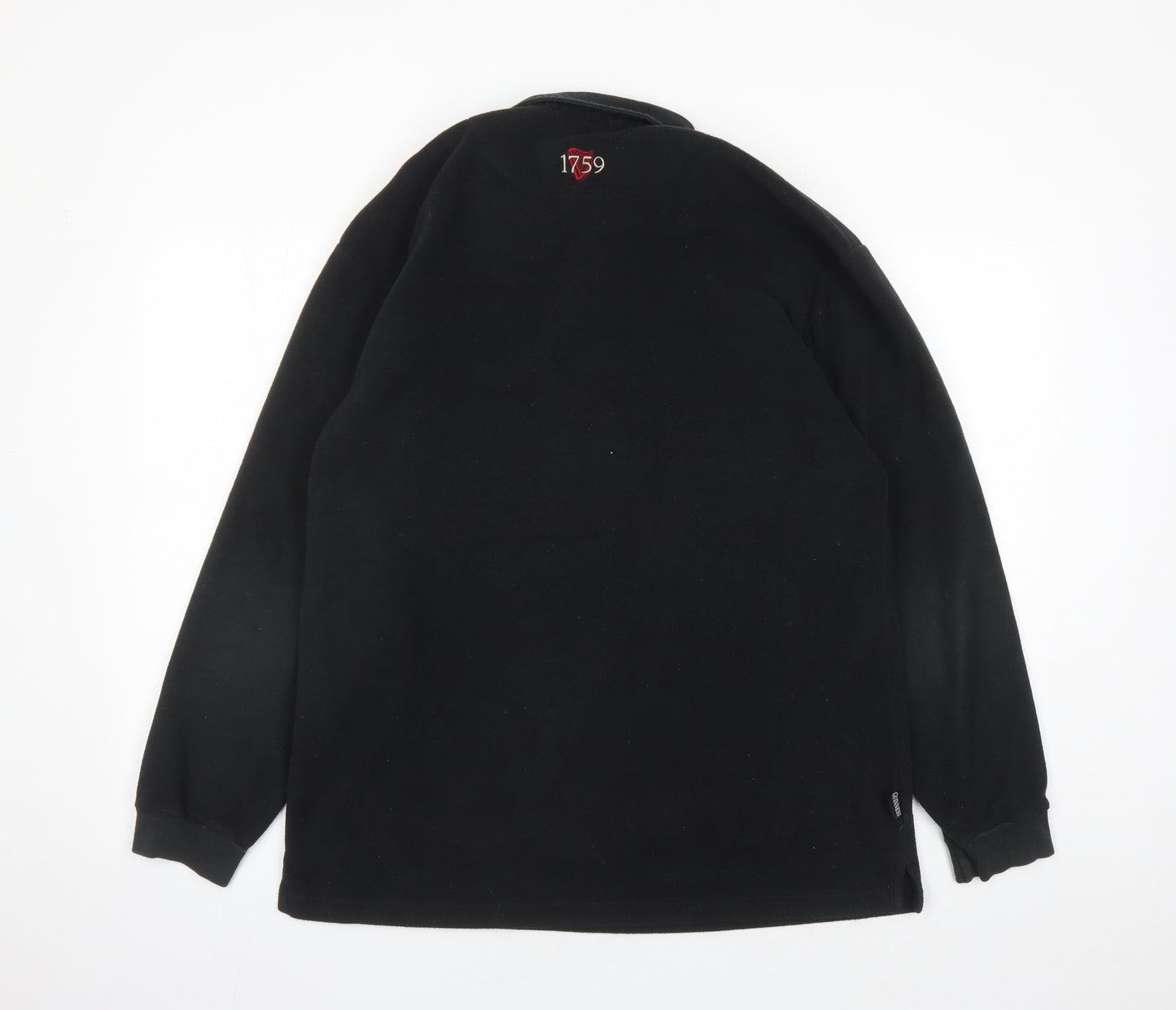 Guinness Mens Black Polyester Henley Sweatshirt Size M - Guinness Strength