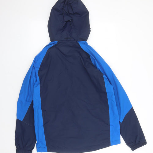 Mountain Warehouse Mens Blue Rain Coat Coat Size M Zip - Hooded Pockets