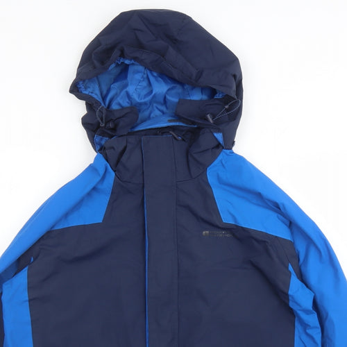 Mountain Warehouse Mens Blue Rain Coat Coat Size M Zip - Hooded Pockets