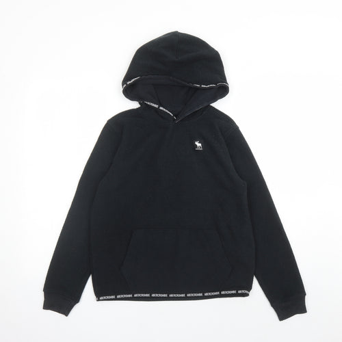 Abercrombie & Fitch Girls Black Polyester Pullover Hoodie Size 11-12 Years Pullover