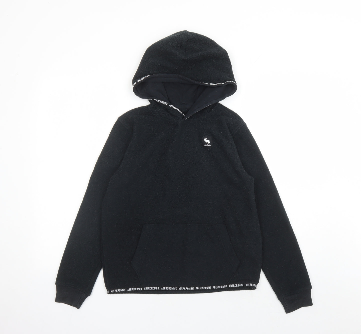 Abercrombie & Fitch Girls Black Polyester Pullover Hoodie Size 11-12 Years Pullover