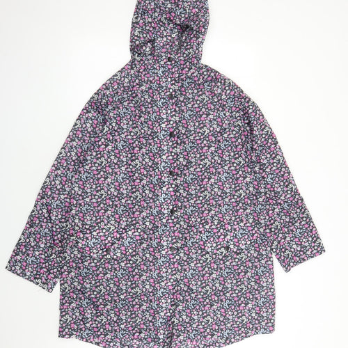 Marks and Spencer Womens Multicoloured Floral Rain Coat Coat Size S Zip - Hooded Pockets