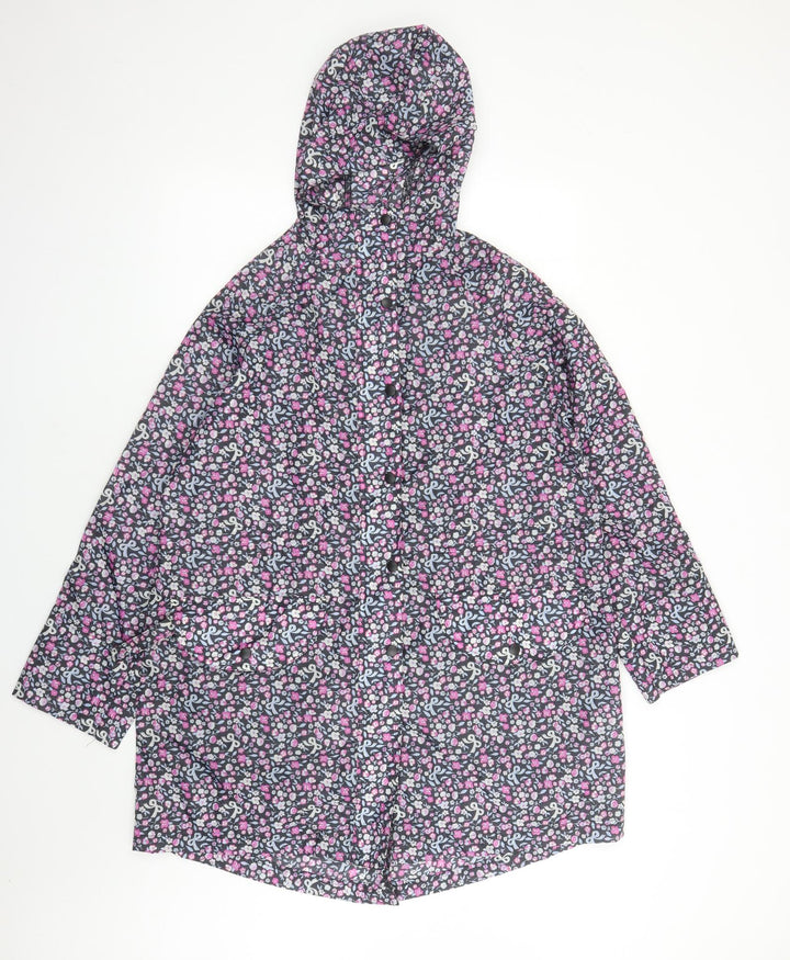 Marks and Spencer Womens Multicoloured Floral Rain Coat Coat Size S Zip - Hooded Pockets