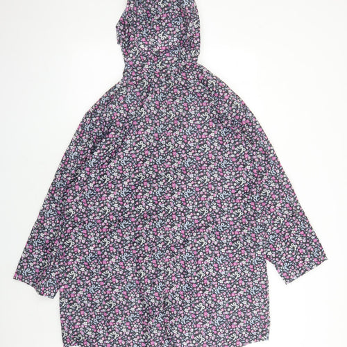 Marks and Spencer Womens Multicoloured Floral Rain Coat Coat Size S Zip - Hooded Pockets