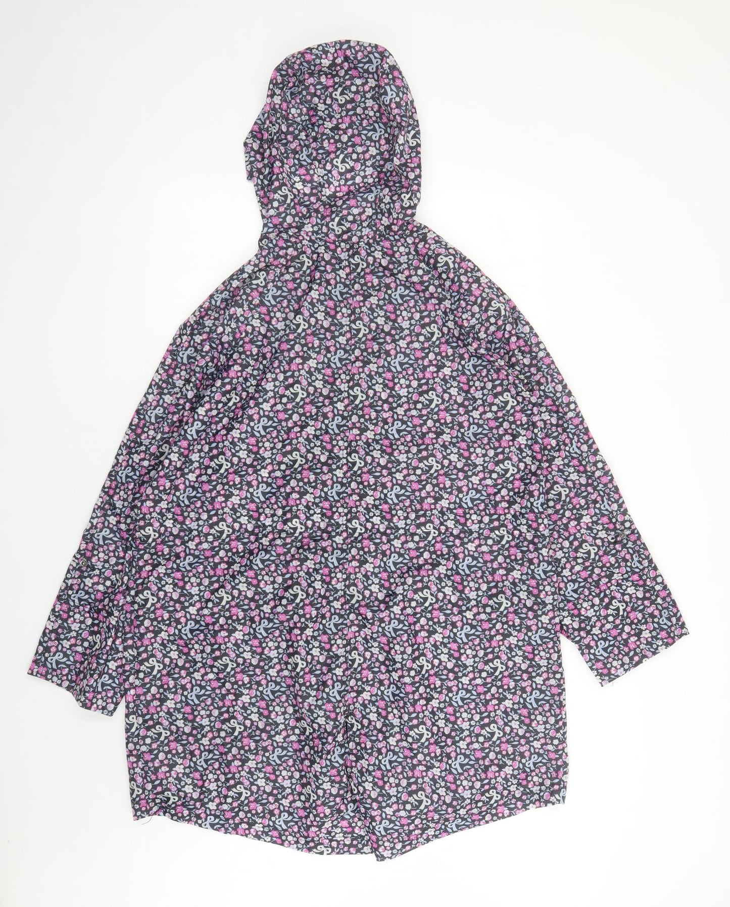 Marks and Spencer Womens Multicoloured Floral Rain Coat Coat Size S Zip - Hooded Pockets